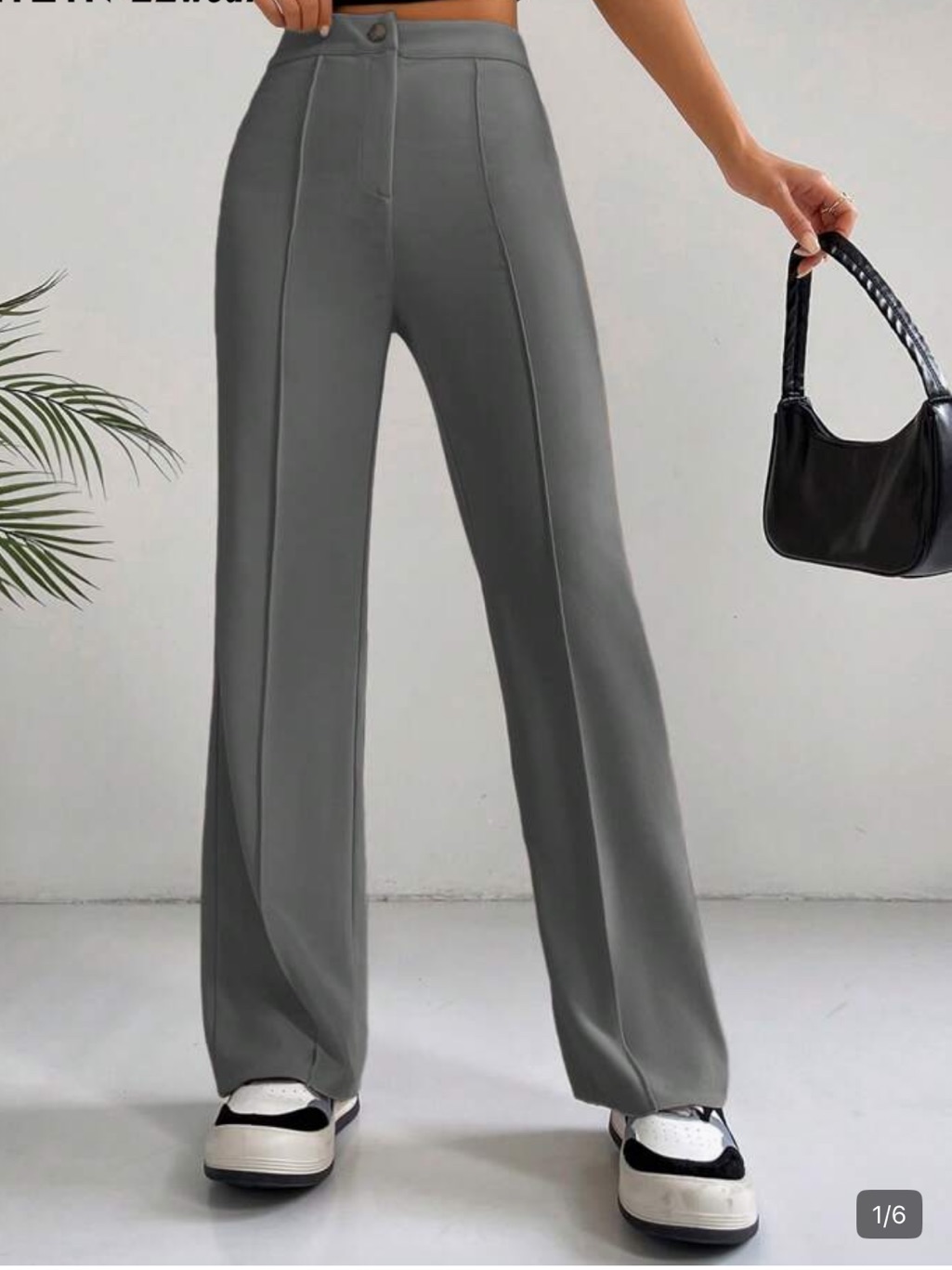 Shein Gray High-Waist Wide-Leg Trousers